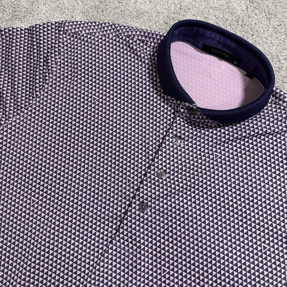 Greyson‎ Polo Shirt Mens XL Pink Purple Geometric Short Sleeve Golf Stretch
